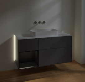 Тумба под раковину Villeroy & Boch Finion 120х50,1 см с подсветкой МДФ антрацит матовый лак/стекло белое матовое G701PDGK