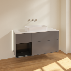 Тумба под раковину Villeroy & Boch Finion 120х50,1 см с подсветкой МДФ антрацит матовый лак/стекло белое матовое G701PDGK