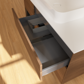 Тумба под раковину Villeroy & Boch Finion 120х50,1 см с подсветкой МДФ шпон грецкого ореха/стекло белое матовое G701PDGN