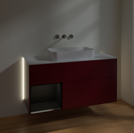 Тумба под раковину Villeroy & Boch Finion 120х50,1 см с подсветкой МДФ пион матовый лак/стекло белое матовое G701PDHB