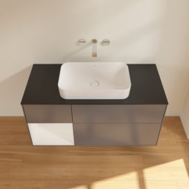 Тумба под раковину Villeroy & Boch Finion 120х50,1 см с подсветкой МДФ антрацит матовый лак/стекло черное матовое G702GFGK