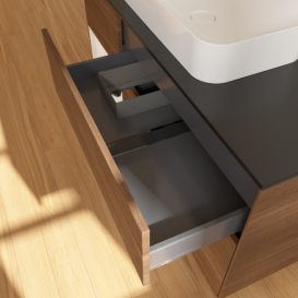 Тумба под раковину Villeroy & Boch Finion 120х50,1 см с подсветкой МДФ шпон грецкого ореха/стекло черное матовое G702GFGN