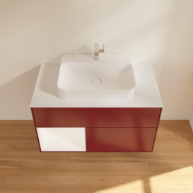 Тумба под раковину Villeroy & Boch Finion 100х50,1 см с подсветкой МДФ пион матовый лак/стекло белое матовое F361MTHB