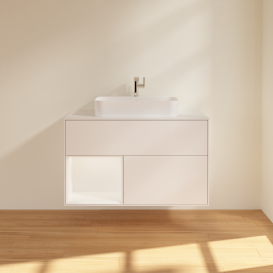 Тумба под раковину Villeroy & Boch Finion 100х50,1 см с подсветкой МДФ белый матовый лак/стекло белое матовое F361MTMT