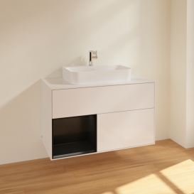 Тумба под раковину Villeroy & Boch Finion 100х50,1 см с подсветкой МДФ глянцевый белый лак/стекло белое матовое F361PDGF