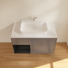 Тумба под раковину Villeroy & Boch Finion 100х50,1 см с подсветкой МДФ антрацит матовый лак/стекло белое матовое F361PDGK