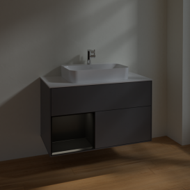 Тумба под раковину Villeroy & Boch Finion 100х50,1 см с подсветкой МДФ антрацит матовый лак/стекло белое матовое F361PDGK