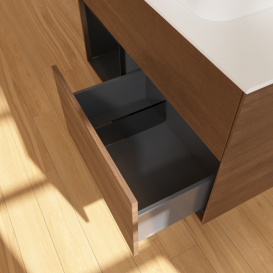 Тумба под раковину Villeroy & Boch Finion 100х50,1 см с подсветкой МДФ шпон грецкого ореха/стекло белое матовое F361PDGN