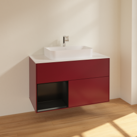 Тумба под раковину Villeroy & Boch Finion 100х50,1 см с подсветкой МДФ пион матовый лак/стекло белое матовое F361PDHB