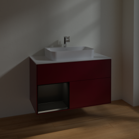 Тумба под раковину Villeroy & Boch Finion 100х50,1 см с подсветкой МДФ пион матовый лак/стекло белое матовое F361PDHB