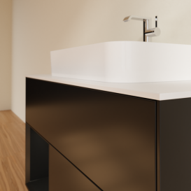 Тумба под раковину Villeroy & Boch Finion 100х50,1 см с подсветкой МДФ черный матовый лак/стекло белое матовое F361PDPD