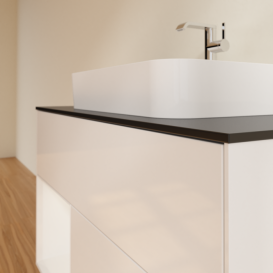 Тумба под раковину Villeroy & Boch Finion 100х50,1 см с подсветкой МДФ глянцевый белый лак/стекло черное матовое F362GFGF