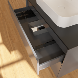 Тумба під раковину Villeroy & Boch Finion 100х50,1 см із підсвічуванням МДФ антрацит матовий лак/скло чорне матове F362GFGK