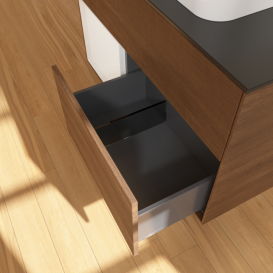 Тумба под раковину Villeroy & Boch Finion 100х50,1 см с подсветкой МДФ шпон грецкого ореха/стекло черное матовое F362GFGN