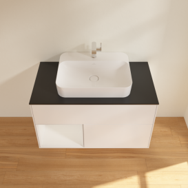 Тумба під раковину Villeroy & Boch Finion 100х50,1 см із підсвічуванням МДФ білий матовий лак/скло чорне матове F362GFMT