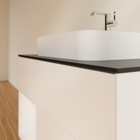 Тумба під раковину Villeroy & Boch Finion 100х50,1 см із підсвічуванням МДФ білий матовий лак/скло чорне матове F362GFMT