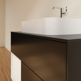 Тумба под раковину Villeroy & Boch Finion 100х50,1 см с подсветкой МДФ черный матовый лак/стекло черное матовое F362GFPD