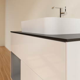 Тумба под раковину Villeroy & Boch Finion 100х50,1 см с подсветкой МДФ глянцевый белый лак/стекло черное матовое F362GKGF