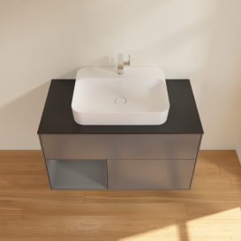 Тумба под раковину Villeroy & Boch Finion 100х50,1 см с подсветкой МДФ антрацит матовый лак/стекло черное матовое F362GKGK