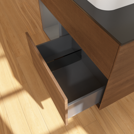 Тумба под раковину Villeroy & Boch Finion 100х50,1 см с подсветкой МДФ шпон грецкого ореха/стекло черное матовое F362GKGN