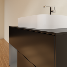 Тумба под раковину Villeroy & Boch Finion 100х50,1 см с подсветкой МДФ черный матовый лак/стекло черное матовое F362GKPD