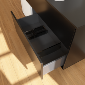 Тумба под раковину Villeroy & Boch Finion 120х50,1 см с подсветкой МДФ черный матовый лак/стекло белое матовое G702GFPD