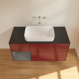 Тумба под раковину Villeroy & Boch Finion 120х50,1 см с подсветкой МДФ пион матовый лак/стекло черное матовое G702GKHB