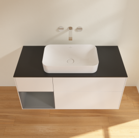 Тумба под раковину Villeroy & Boch Finion 120х50,1 см с подсветкой МДФ белый матовый лак/стекло черное матовое G702GKMT