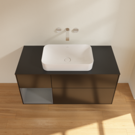 Тумба под раковину Villeroy & Boch Finion 120х50,1 см с подсветкой МДФ черный матовый лак/стекло черное матовое G702GKPD