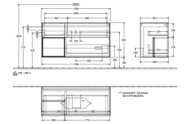 Тумба под раковину Villeroy & Boch Finion 120х50,1 см с подсветкой МДФ глянцевый белый лак/стекло черное матовое G702GNGF