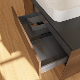 Тумба под раковину Villeroy & Boch Finion 120х50,1 см с подсветкой МДФ шпон грецкого ореха/стекло черное матовое G702GNGN