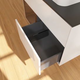 Тумба под раковину Villeroy & Boch Finion 100х50,1 см с подсветкой МДФ глянцевый белый лак/стекло черное матовое F362GNGF