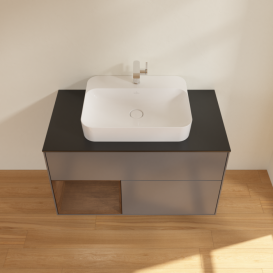 Тумба под раковину Villeroy & Boch Finion 100х50,1 см с подсветкой МДФ антрацит матовый лак/стекло черное матовое F362GNGK