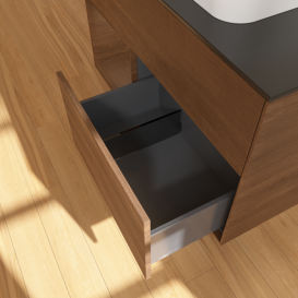 Тумба под раковину Villeroy & Boch Finion 100х50,1 см с подсветкой МДФ шпон грецкого ореха/стекло черное матовое F362GNGN