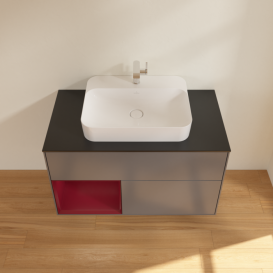 Тумба под раковину Villeroy & Boch Finion 100х50,1 см с подсветкой МДФ антрацит матовый лак/стекло черное матовое F362HBGK