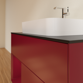 Тумба под раковину Villeroy & Boch Finion 100х50,1 см с подсветкой МДФ пион матовый лак/стекло черное матовое F362HBHB