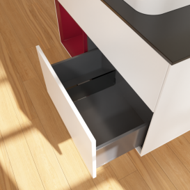 Тумба под раковину Villeroy & Boch Finion 100х50,1 см с подсветкой МДФ белый матовый лак/стекло черное матовое F362HBMT