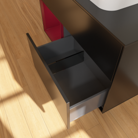 Тумба под раковину Villeroy & Boch Finion 100х50,1 см с подсветкой МДФ черный матовый лак/стекло черное матовое F362HBPD