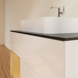 Тумба под раковину Villeroy & Boch Finion 100х50,1 см с подсветкой МДФ глянцевый белый лак/стекло черное матовое F362HFGF