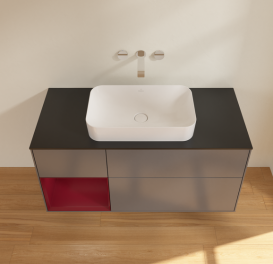 Тумба под раковину Villeroy & Boch Finion 120х50,1 см с подсветкой МДФ антрацит матовый лак/стекло черное матовое G702HBGK