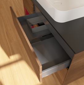 Тумба под раковину Villeroy & Boch Finion 120х50,1 см с подсветкой МДФ шпон грецкого ореха/стекло черное матовое G702HBGN