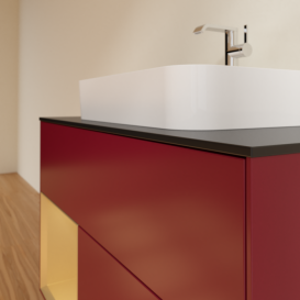 Тумба под раковину Villeroy & Boch Finion 100х50,1 см с подсветкой МДФ пион матовый лак/стекло черное матовое F362HFHB