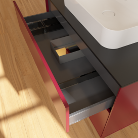 Тумба под раковину Villeroy & Boch Finion 100х50,1 см с подсветкой МДФ пион матовый лак/стекло черное матовое F362HFHB