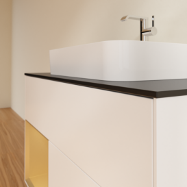 Тумба под раковину Villeroy & Boch Finion 100х50,1 см с подсветкой МДФ белый матовый лак/стекло черное матовое F362HFMT