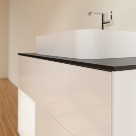 Тумба под раковину Villeroy & Boch Finion 100х50,1 см с подсветкой МДФ глянцевый белый лак/стекло черное матовое F362MTGF