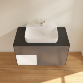 Тумба под раковину Villeroy & Boch Finion 100х50,1 см с подсветкой МДФ антрацит матовый лак/стекло черное матовое F362MTGK