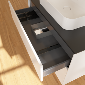 Тумба под раковину Villeroy & Boch Finion 100х50,1 см с подсветкой МДФ белый матовый лак/стекло черное матовое F362MTMT