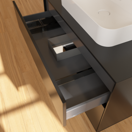 Тумба под раковину Villeroy & Boch Finion 100х50,1 см с подсветкой МДФ черный матовый лак/стекло черное матовое F362MTPD