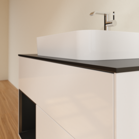 Тумба под раковину Villeroy & Boch Finion 100х50,1 см с подсветкой МДФ глянцевый белый лак/стекло черное матовое F362PDGF