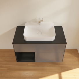 Тумба под раковину Villeroy & Boch Finion 100х50,1 см с подсветкой МДФ антрацит матовый лак/стекло черное матовое F362PDGK